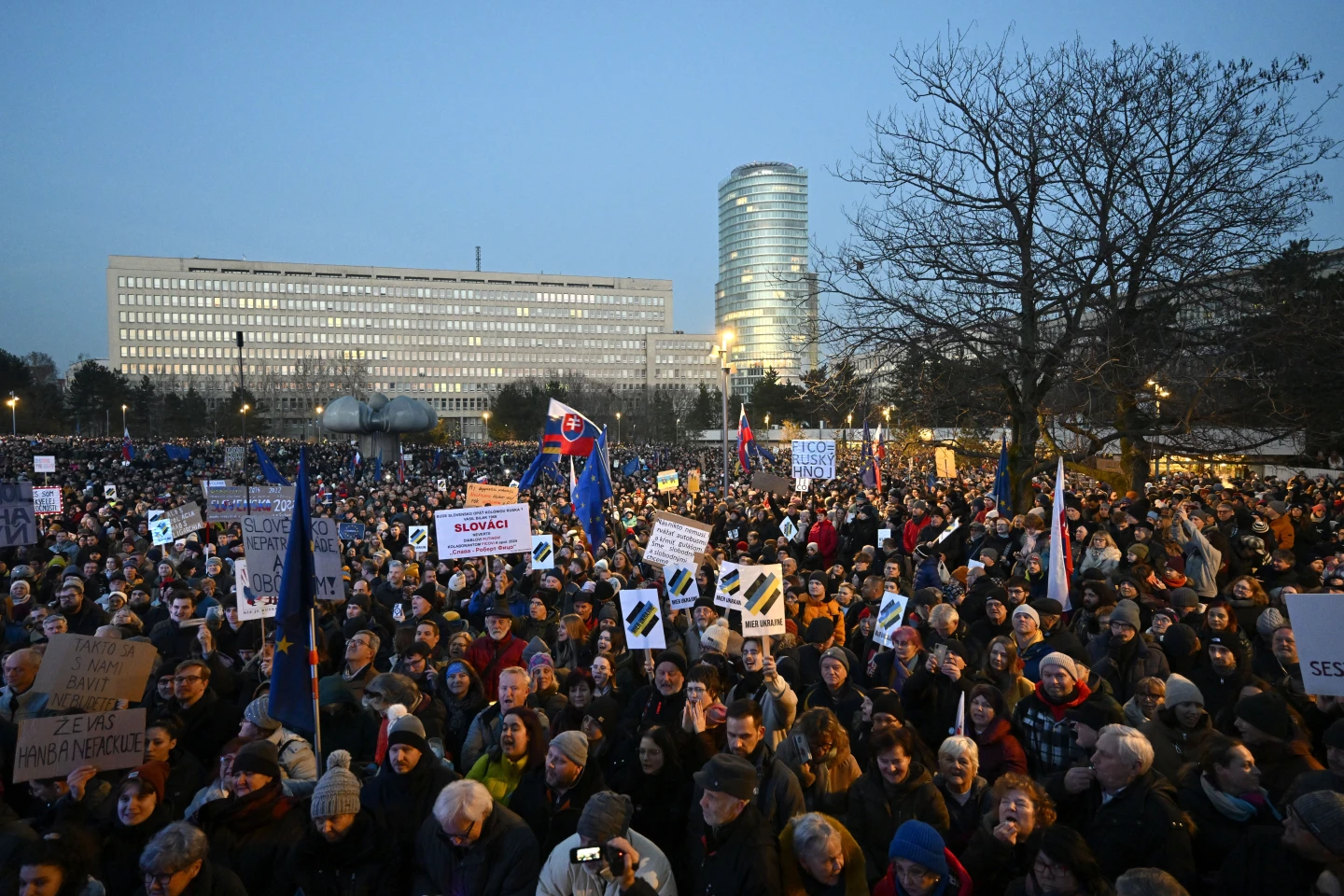 Tens of thousands protest in Slovakia over pro-Russia policies of populist leader Fico