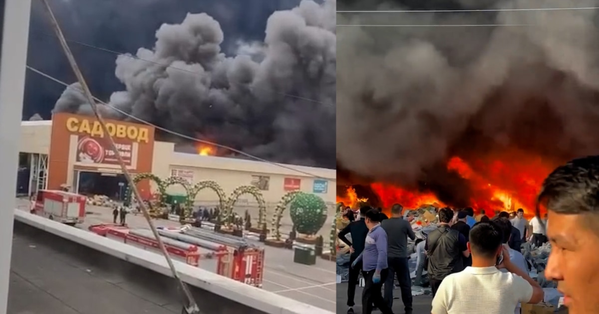Fire Ravages Moscow’s Sadovod Market During Mass Drone Attacks; Major Hub for Central Asian Workers Affected
