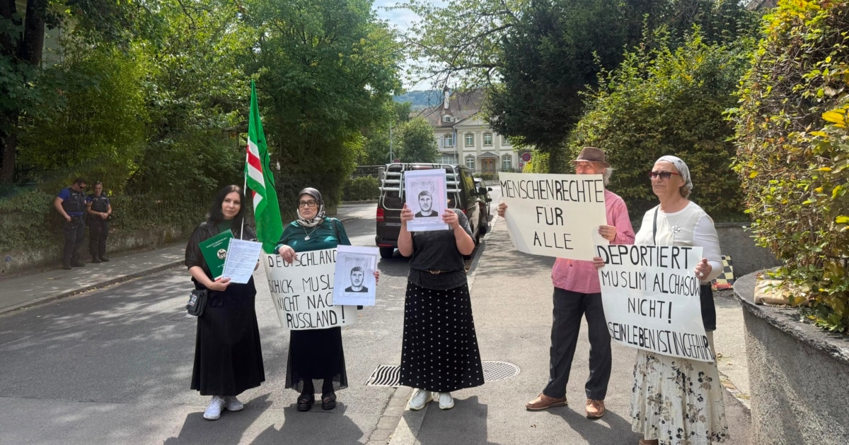 Chechen diaspora protests in Bern over German handling of cases they say risk forcible return to Russia